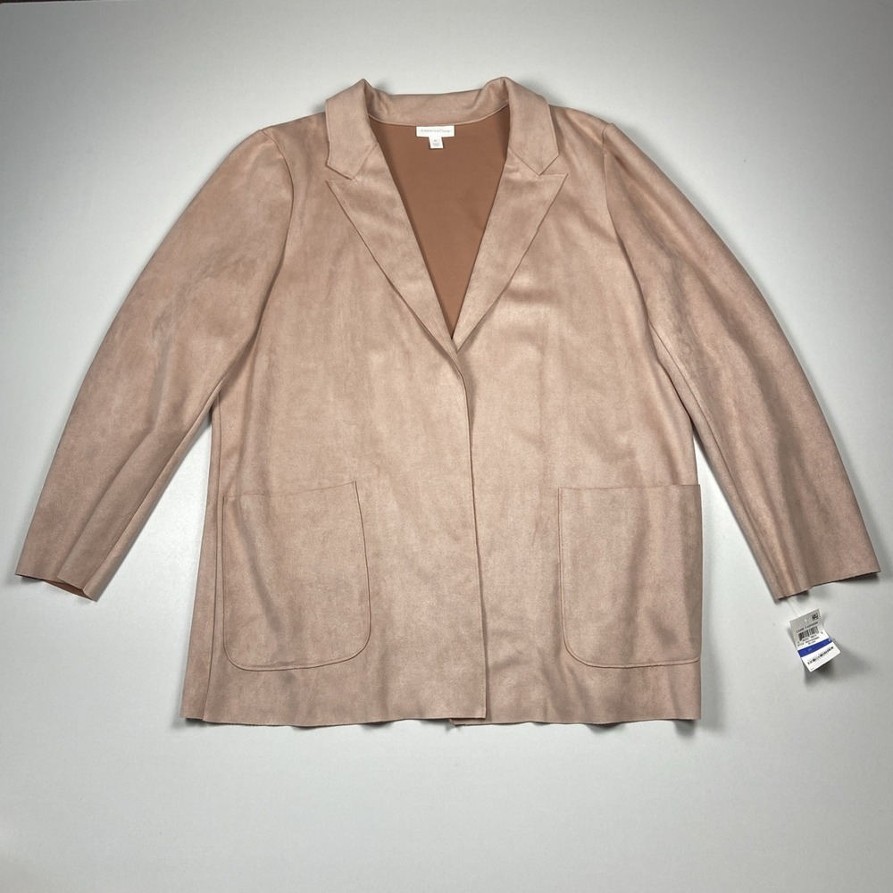 Charter Club Faux Suede Open Front Jacket Size XL Blush Pink Soft Blazer Top NWT